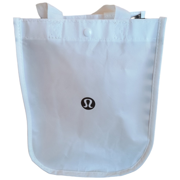LULULEMON  Reusable Storage Bag  Medium Size Double Handle Snap close White Logo - Picture 11 of 13